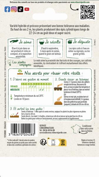 Potagères - Maïs doux Sentinel HF1 - Graines d'Exception - MEDIA_PACKAGING_VERSO